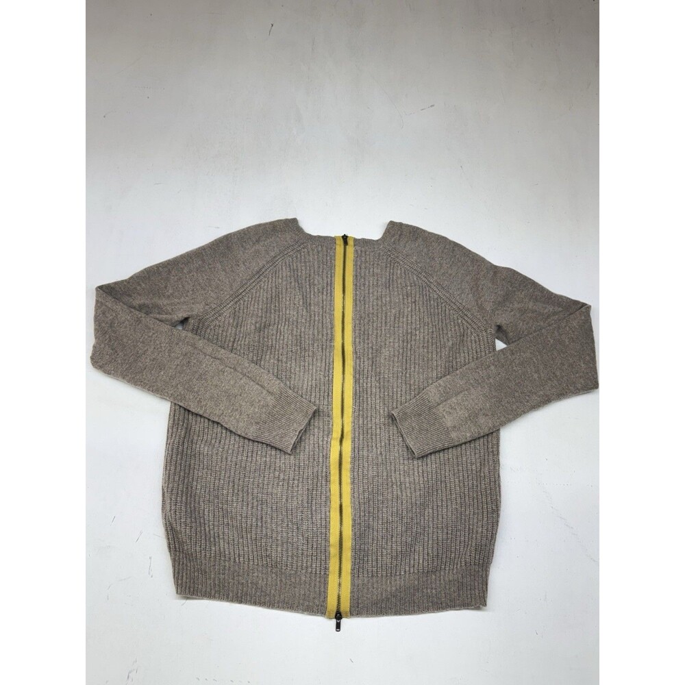 Brochu Walker Beige Ribbed Full Zip Sweater Wool Cashmere Women’s Small